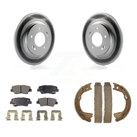 Rear Disc Coated Rotors Ceramic Pads And Parking Brake Shoes Kit For Hyundai Sonata Azera KGT-103730