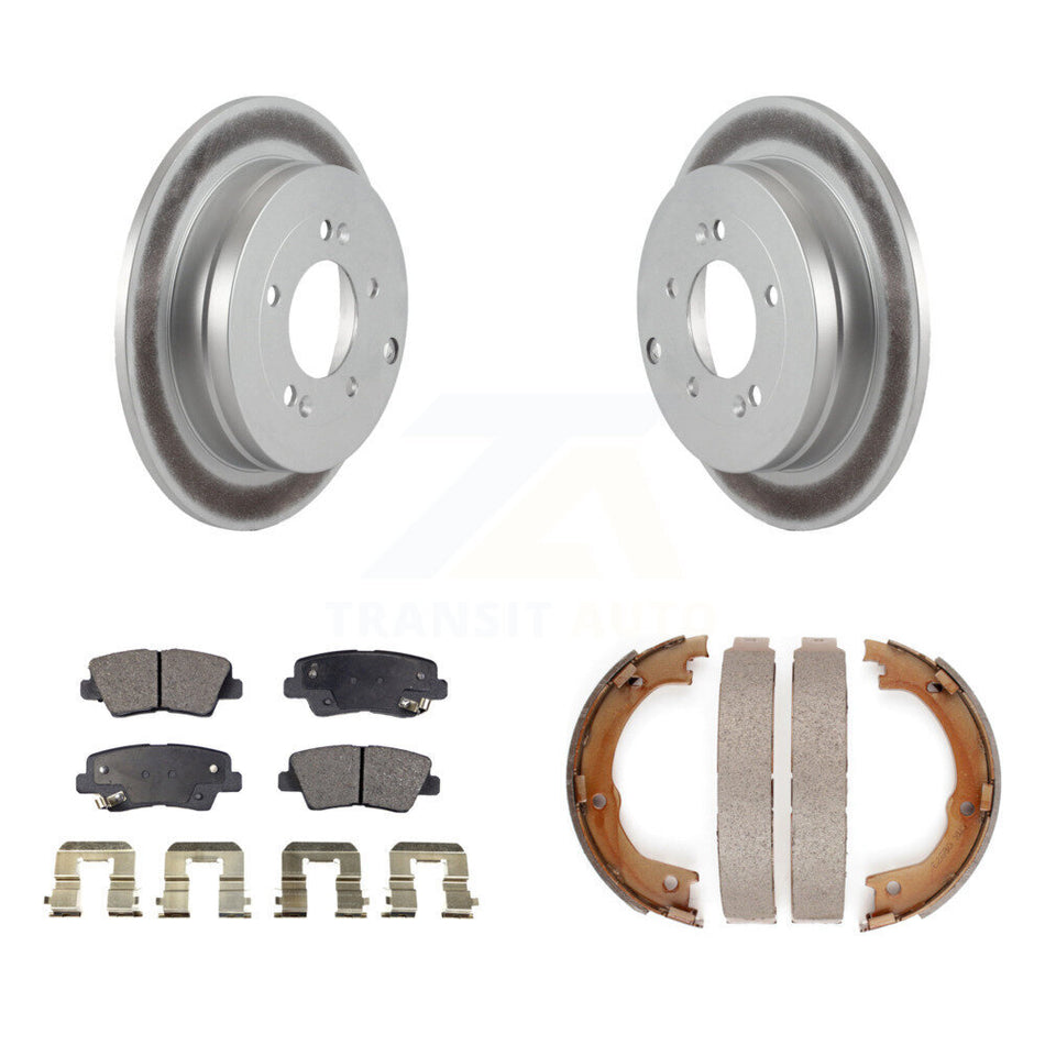 Rear Disc Coated Rotors Ceramic Pads Parking Brake Shoes Kit For Kia Amanti Hyundai Azera KGT-103731
