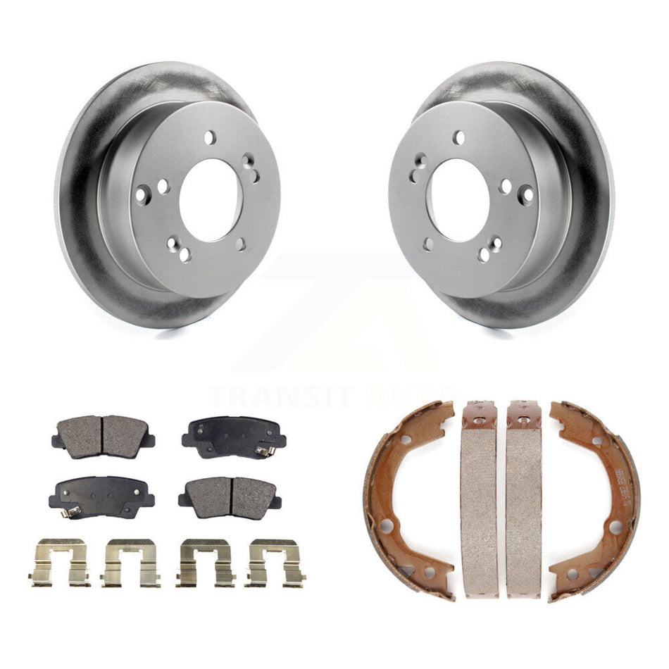 Rear Disc Coated Rotors Ceramic Pads And Parking Brake Shoes Kit For Hyundai Sonata 2.4L KGT-103733