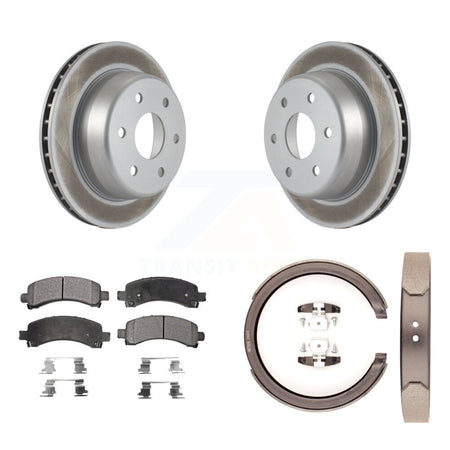 Rear Disc Coated Rotors Ceramic Pads & Parking Shoes Kit For Chevrolet GMC Avalanche 1500 KGT-103743