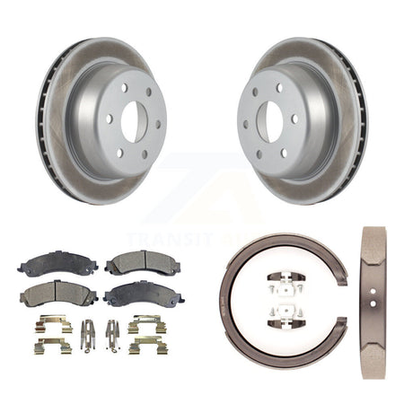 Rear Disc Coated Rotors Ceramic Pads & Parking Shoes Kit For Chevrolet GMC Silverado 1500 KGT-103744
