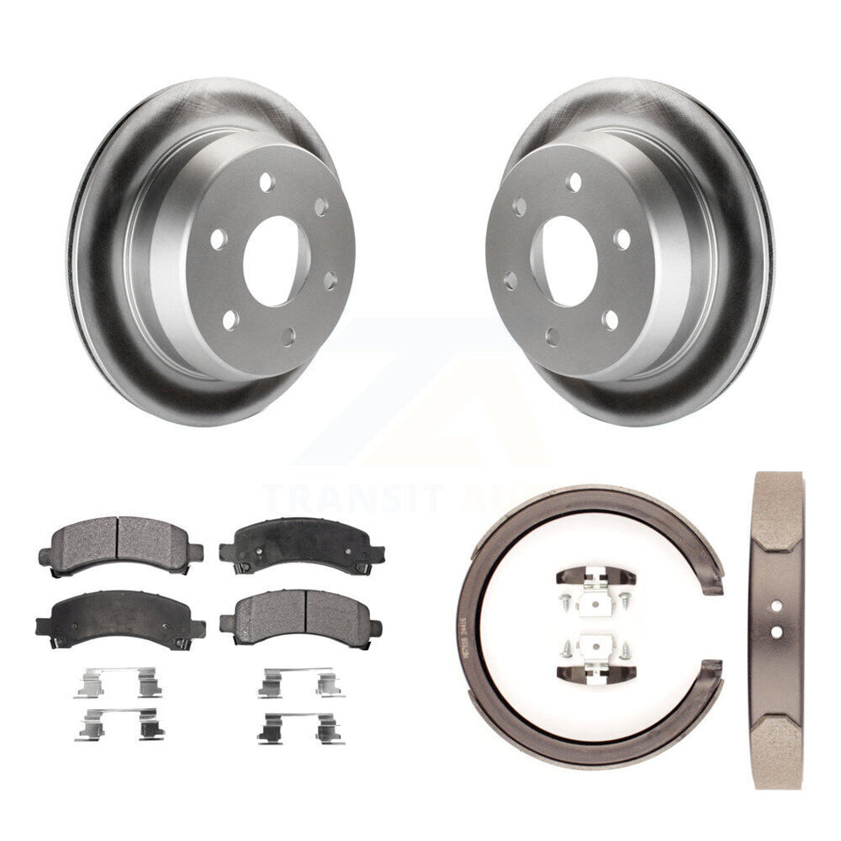 Rear Disc Coated Rotors Ceramic Pads Parking Shoes Kit For 2002 Chevrolet Avalanche 1500 KGT-103745