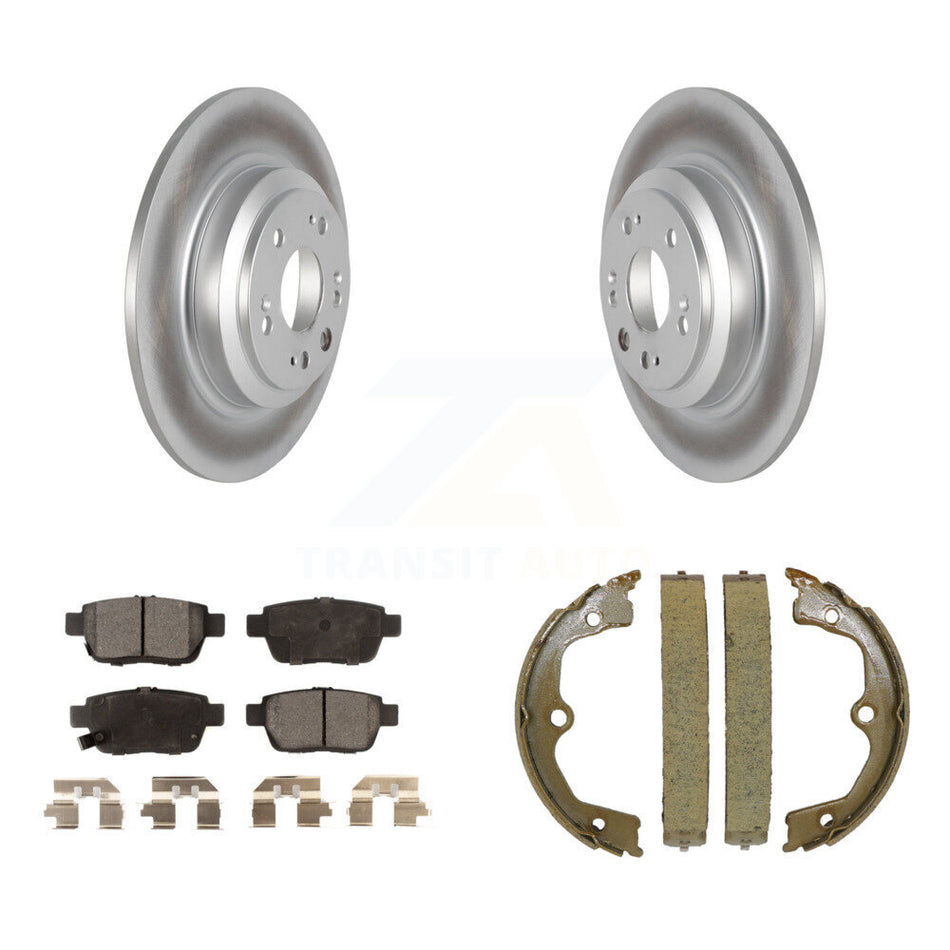 Rear Disc Coated Rotors Ceramic Pads And Parking Brake Shoes Kit For 2009-2014 Acura TL KGT-103747