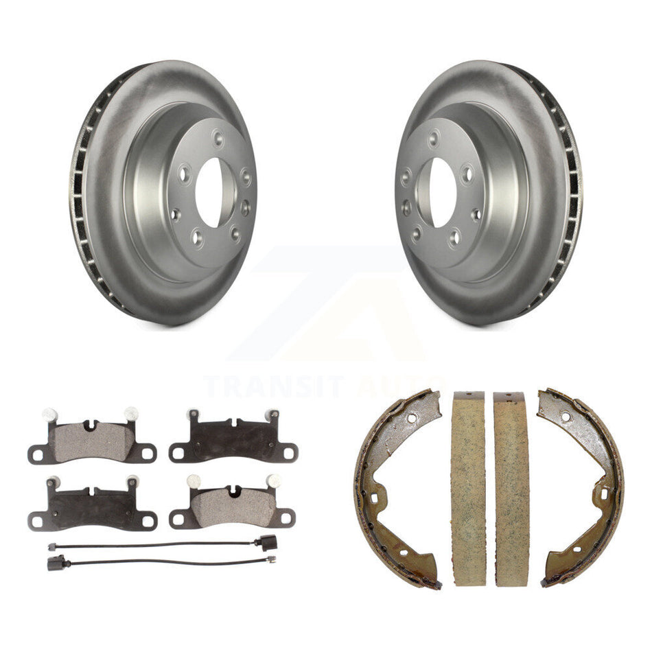 Rear Disc Coated Rotors Ceramic Pads And Parking Shoes Kit For Volkswagen Touareg Porsche KGT-103748