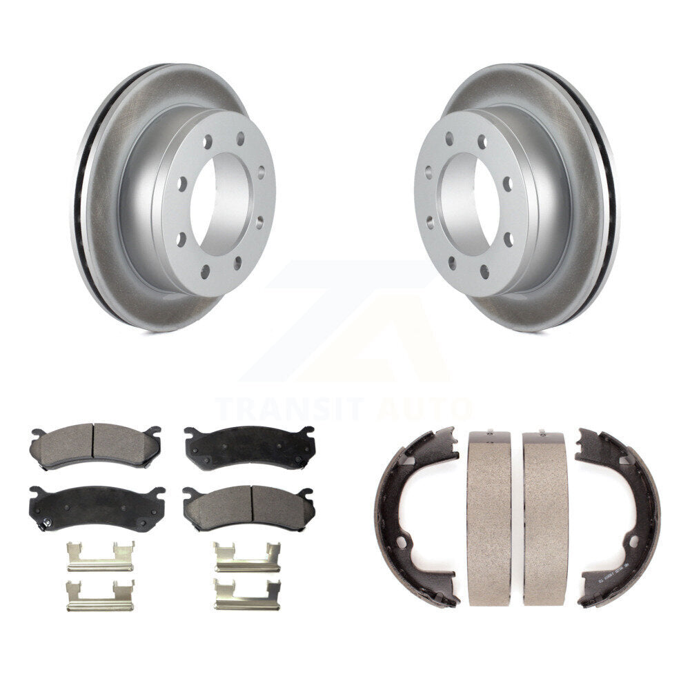 Rear Disc Coated Rotors Ceramic Pads & Parking Shoes Kit For GMC Chevrolet Silverado 2500 KGT-103751