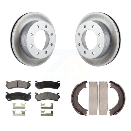Rear Disc Coated Rotors Ceramic Pads Parking Shoes Kit For Chevrolet Silverado 2500 HD H2 KGT-103755