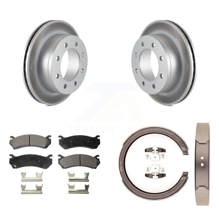 Rear Disc Coated Rotors Ceramic Pads Parking Brake Shoes Kit For GMC Sierra 2500 Yukon XL KGT-103756