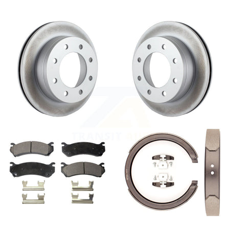 Rear Disc Coated Rotors Ceramic Pads & Parking Shoes Kit For GMC Chevrolet Silverado 1500 KGT-103757