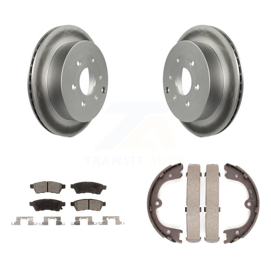 Rear Disc Coated Rotors Ceramic Pads & Parking Brake Shoes Kit For Nissan Frontier Xterra KGT-103764