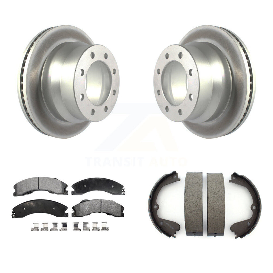 Rear Disc Coated Rotors Ceramic Pads And Parking Shoes Kit For Chevrolet Express 3500 GMC KGT-103767