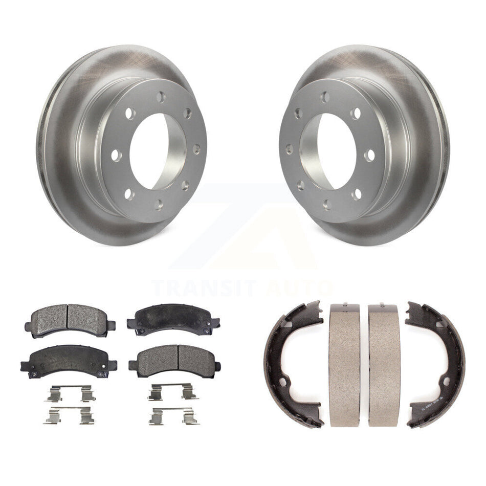 Rear Disc Coated Rotors Ceramic Pads Parking Shoes Kit For Chevrolet GMC Savana 2500 3500 KGT-103768