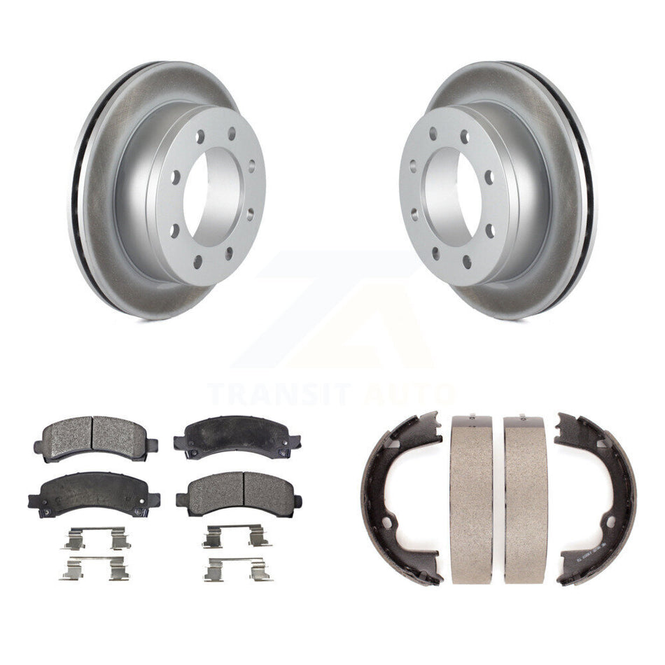 Rear Disc Coated Rotors Ceramic Pads Parking Shoes Kit For Chevrolet GMC Savana 2500 3500 KGT-103769