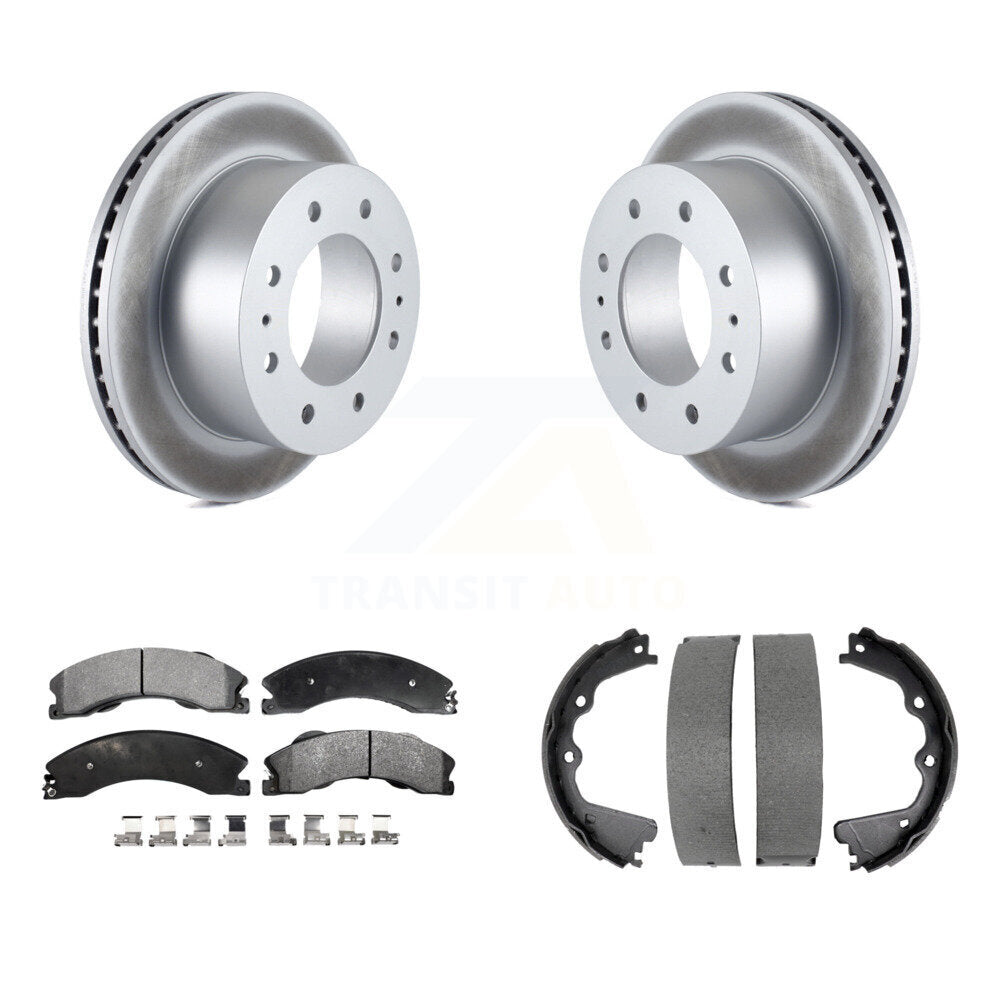 Rear Disc Coated Rotors Ceramic Pads & Parking Shoes Kit For GMC Sierra 2500 HD Chevrolet KGT-103775