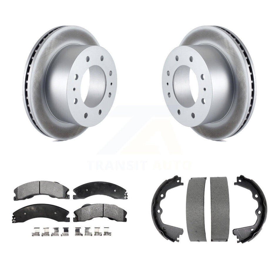 Rear Disc Coated Rotors Ceramic Pads & Parking Shoes Kit For GMC Sierra 2500 HD Chevrolet KGT-103775