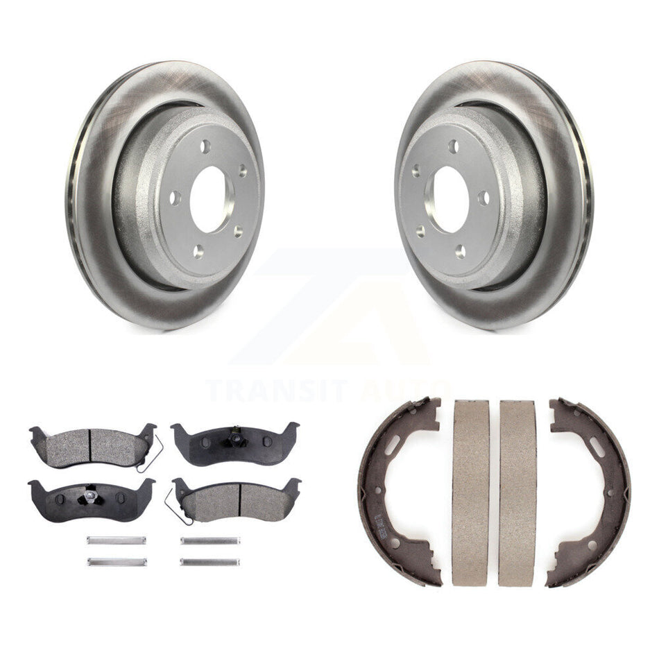 Rear Disc Coated Rotors Ceramic Pads Parking Brake Shoes Kit For Ford Ranger Mazda B2300 KGT-103780