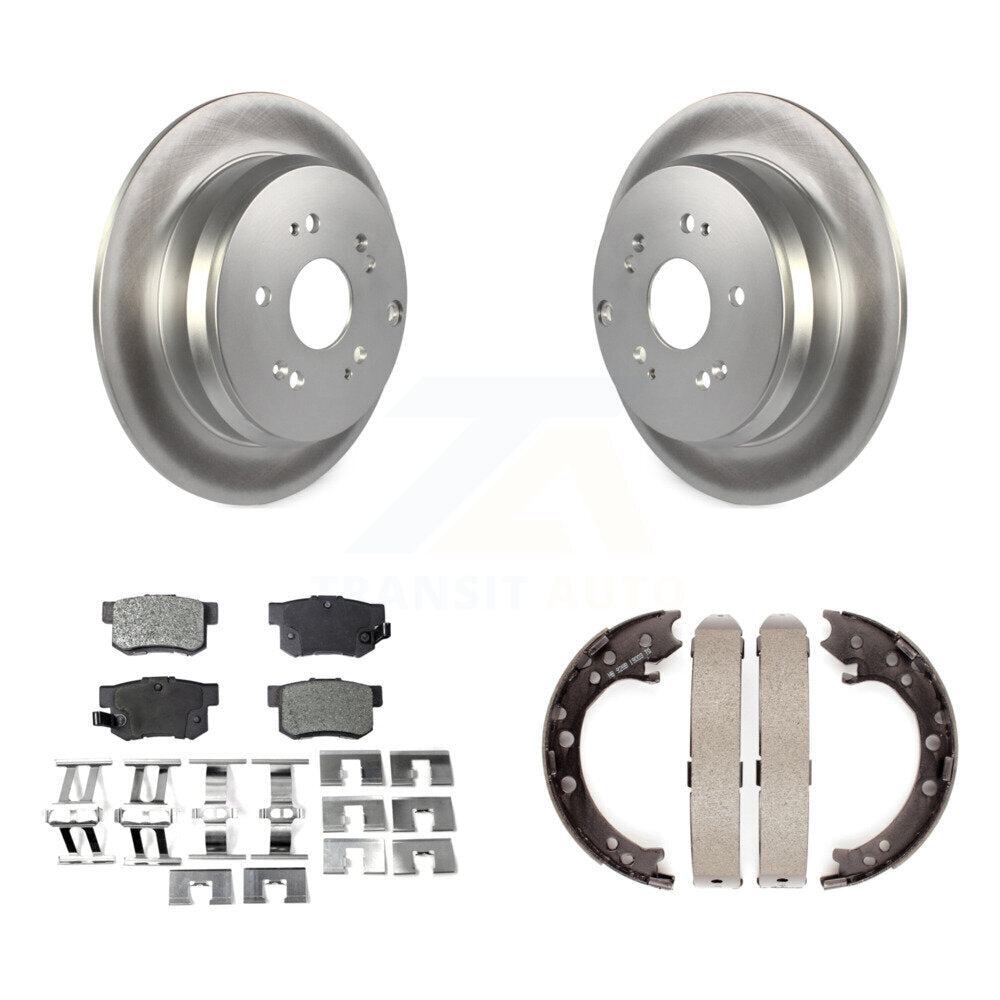 Rear Disc Coated Rotors Ceramic Pads And Parking Brake Shoes Kit For Acura RDX KGT-103781