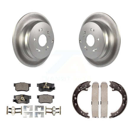 Rear Disc Coated Rotors Ceramic Pads And Parking Brake Shoes Kit For Honda CR-V Acura RDX KGT-103782