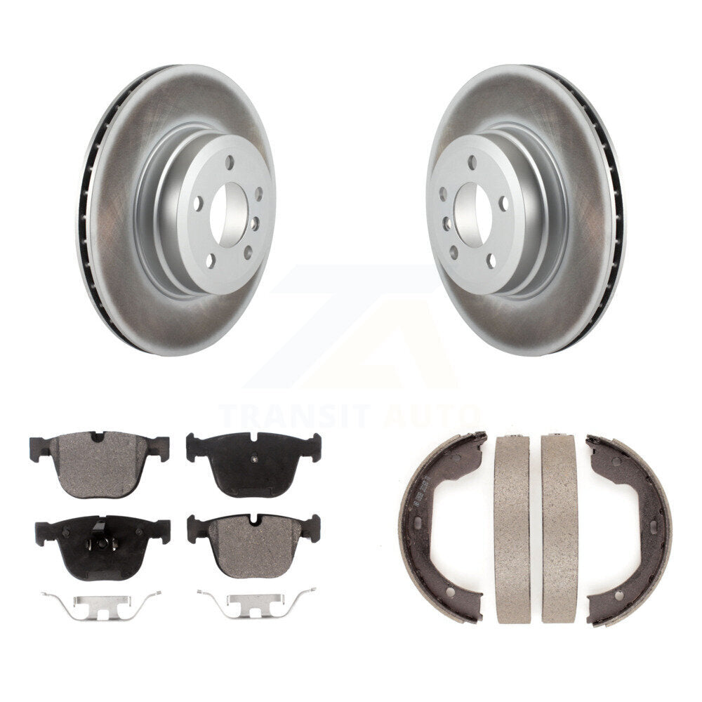Rear Disc Coated Rotors Ceramic Pads And Parking Brake Shoes Kit For BMW X5 X6 KGT-103787