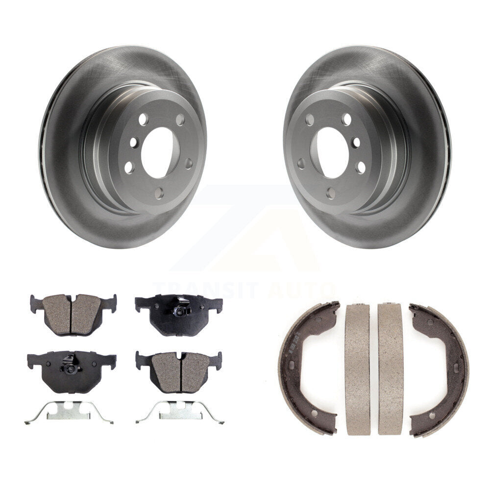 Rear Disc Coated Rotors Ceramic Pads And Parking Brake Shoes Kit For BMW X5 X6 KGT-103788