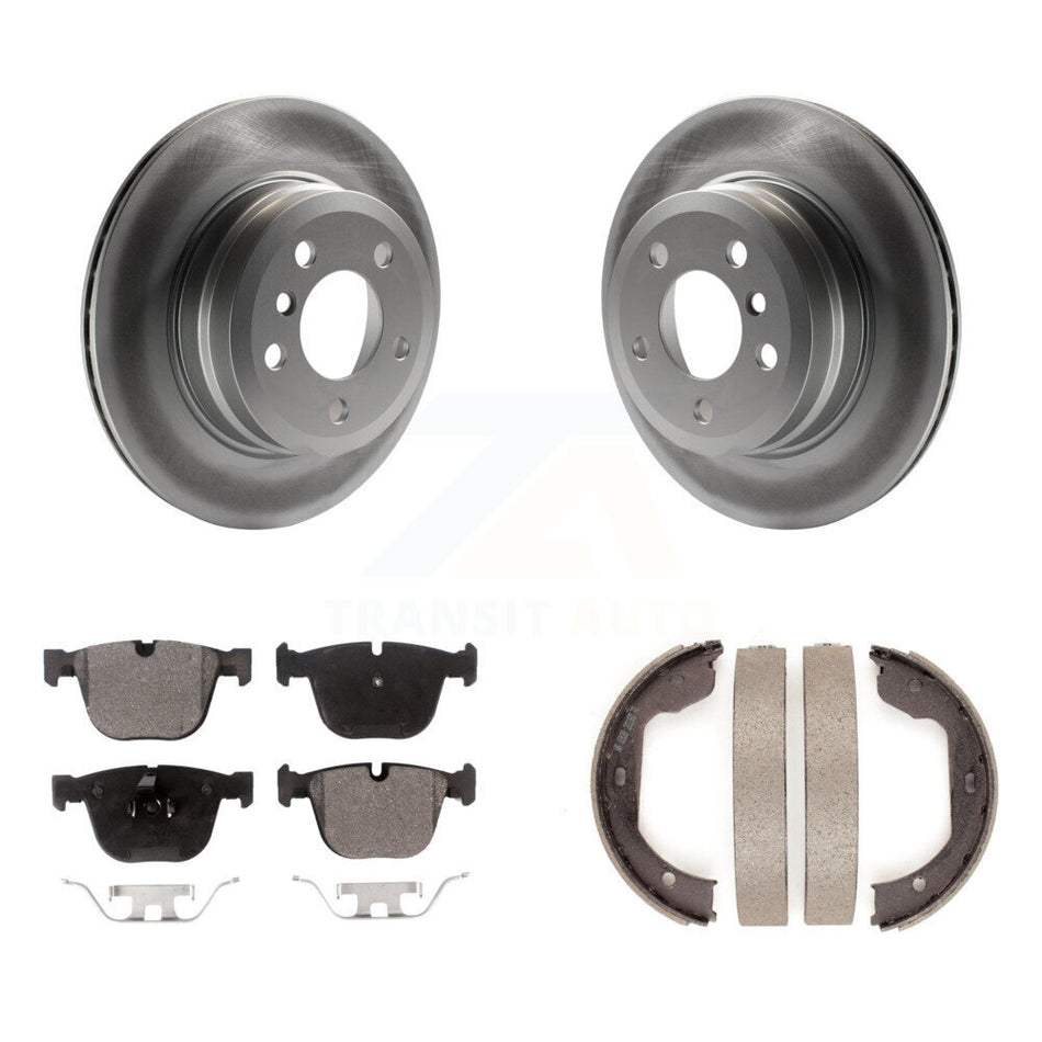 Rear Disc Coated Rotors Ceramic Pads Parking Shoes Kit For 09 BMW X6 xDrive35i From 10 08 KGT-103789