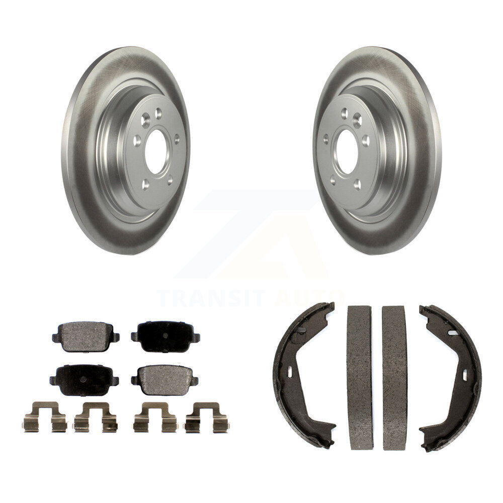Rear Disc Coated Rotors Ceramic Pads Parking Brake Shoes Kit For 2008-2009 Volvo S80 FWD KGT-103801