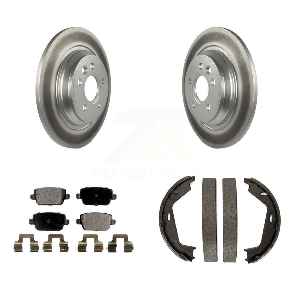 Rear Disc Coated Rotors Ceramic Pads Parking Brake Shoes Kit For 2008-2009 Volvo S80 FWD KGT-103801