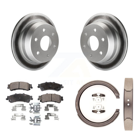 Rear Disc Coated Rotors Ceramic Pads & Parking Shoes Kit For Chevrolet GMC Silverado 1500 KGT-103804