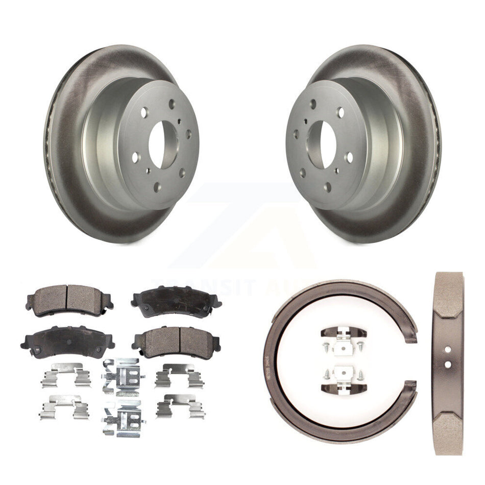 Rear Disc Coated Rotors Ceramic Pads Parking Brake Shoes Kit For GMC Sierra 1500 Classic KGT-103805
