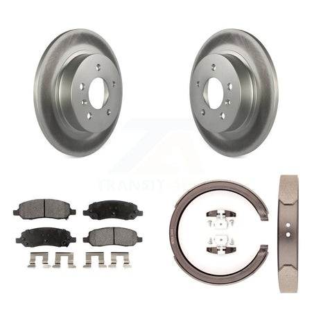 Rear Disc Coated Rotors Ceramic Pads Parking Shoes Kit For Cadillac DTS With 5 Lug Wheels KGT-103806