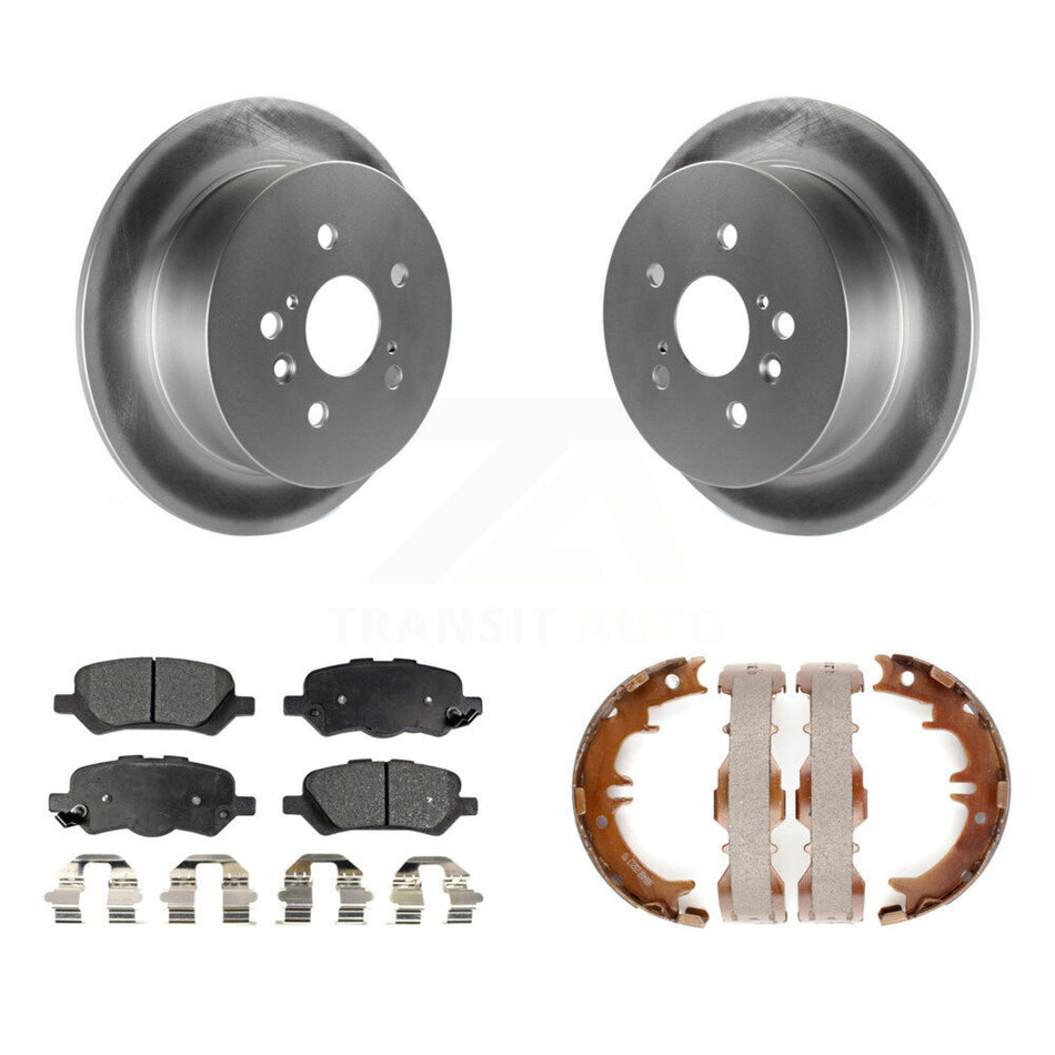 Rear Disc Coated Rotors Ceramic Pads & Parking Brake Shoes Kit For 2009-2016 Toyota Venza KGT-103810