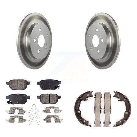 Rear Disc Coated Rotors Ceramic Pads And Parking Shoes Kit For Toyota Matrix Pontiac Vibe KGT-103815