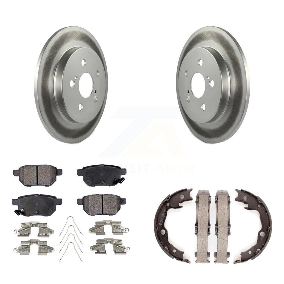 Rear Disc Coated Rotors Ceramic Pads And Parking Shoes Kit For Toyota Matrix Pontiac Vibe KGT-103815