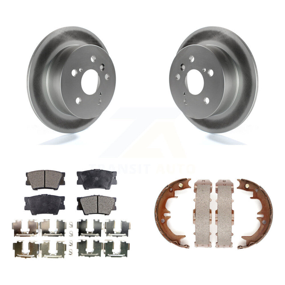 Rear Disc Coated Rotors Ceramic Pads Parking Brake Shoes Kit For Toyota Camry Lexus ES350 KGT-103818