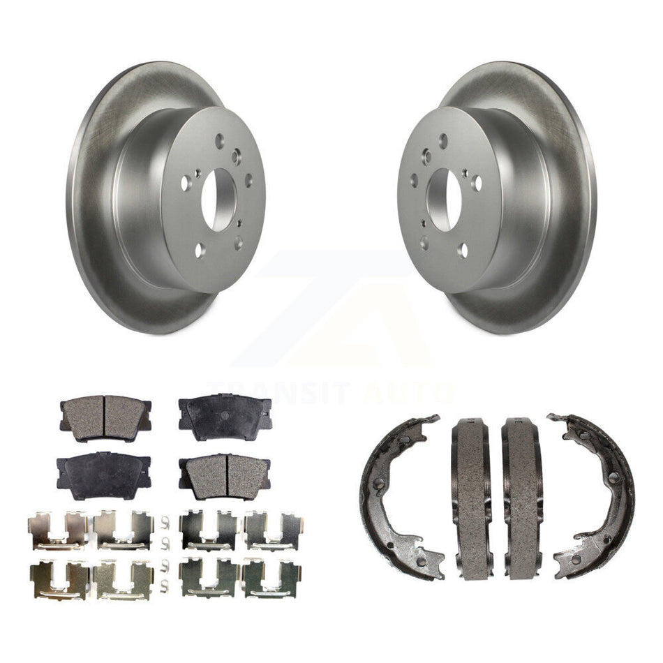Rear Disc Coated Rotors Ceramic Pads Parking Brake Shoes Kit For Toyota Camry Lexus ES350 KGT-103819