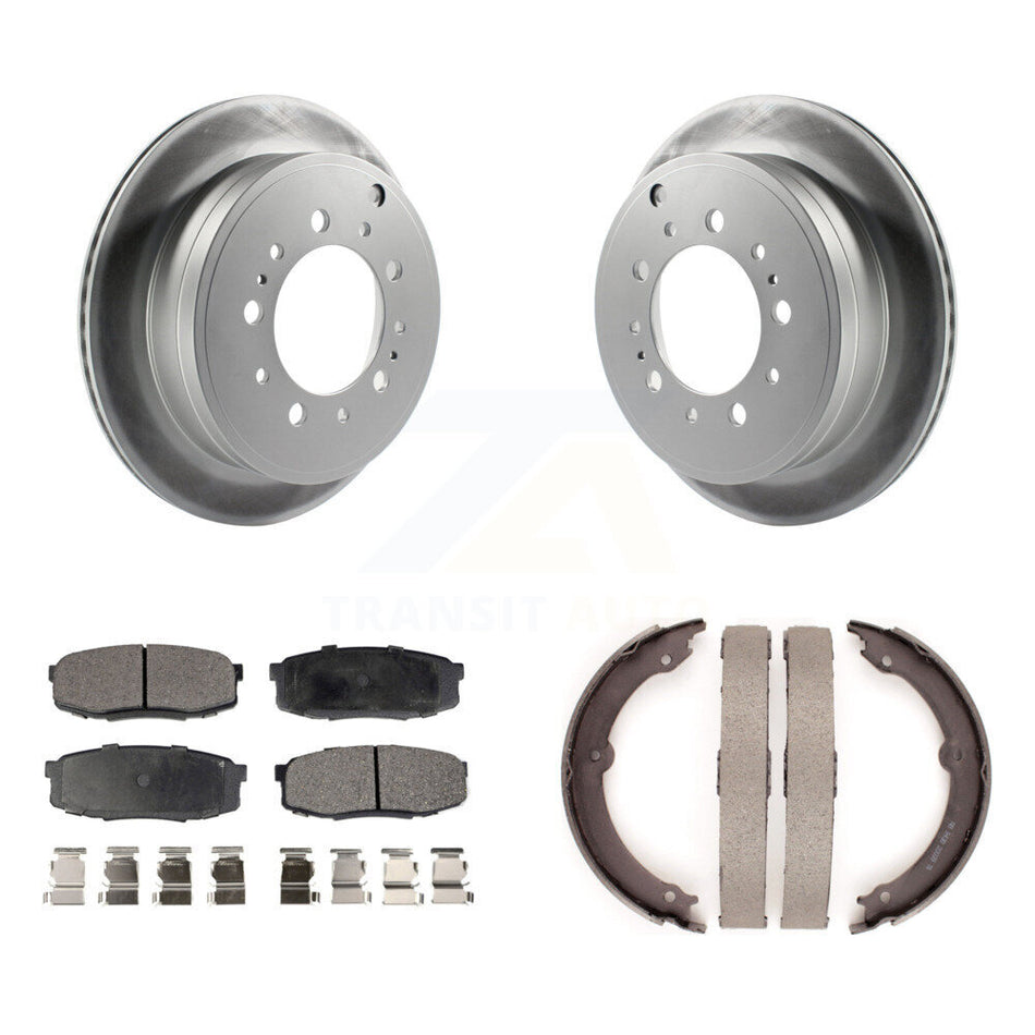 Rear Disc Coated Rotors Ceramic Pads & Parking Shoes Kit For Toyota Tundra Sequoia Lexus KGT-103821