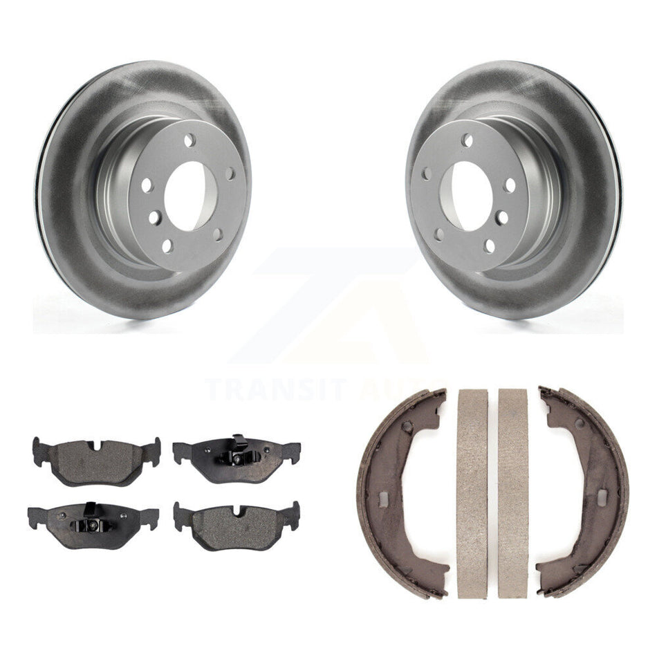 Rear Disc Coated Rotors Ceramic Pads And Parking Brake Shoes Kit For 2008-2013 BMW 128i KGT-103825