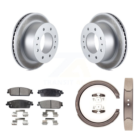 Rear Disc Coated Rotors Ceramic Pads Parking Brake Shoes Kit For Chevrolet Silverado 1500 KGT-103829