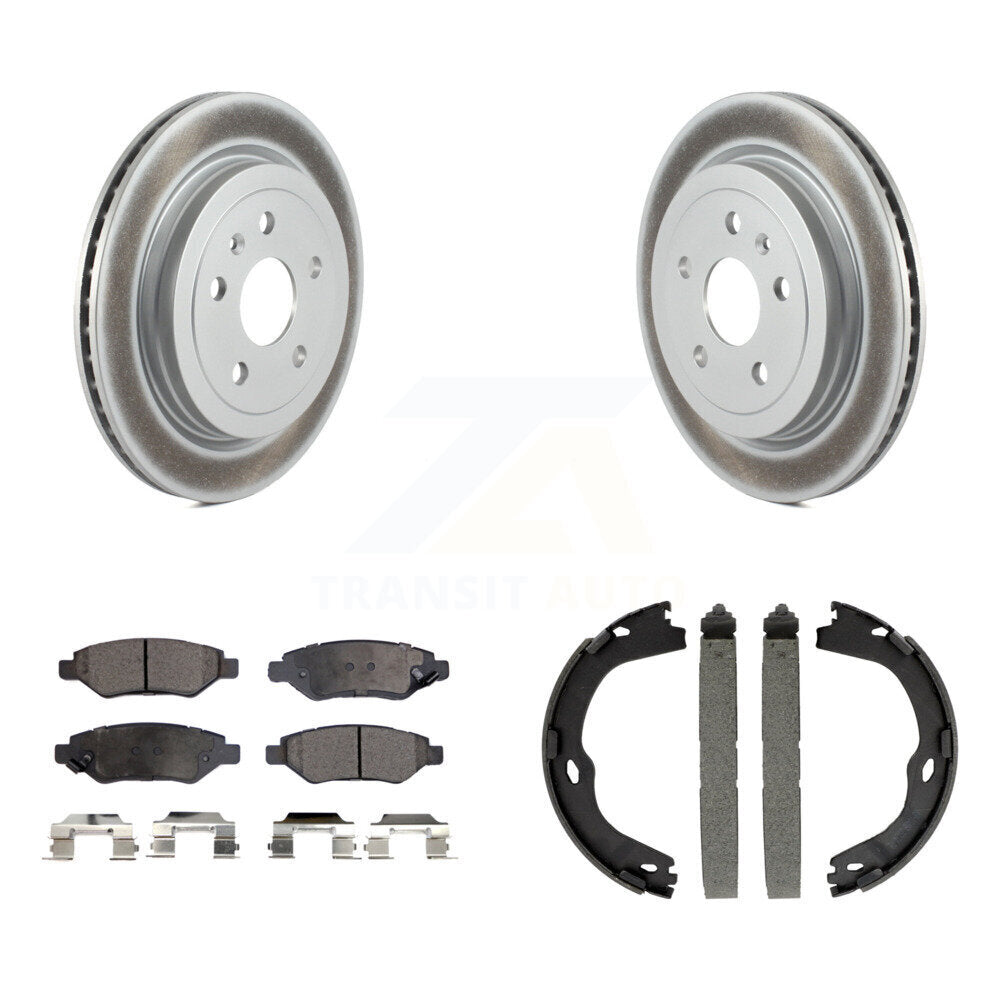 Rear Disc Coated Rotors Ceramic Pads And Parking Brake Shoes Kit For Cadillac CTS KGT-103832