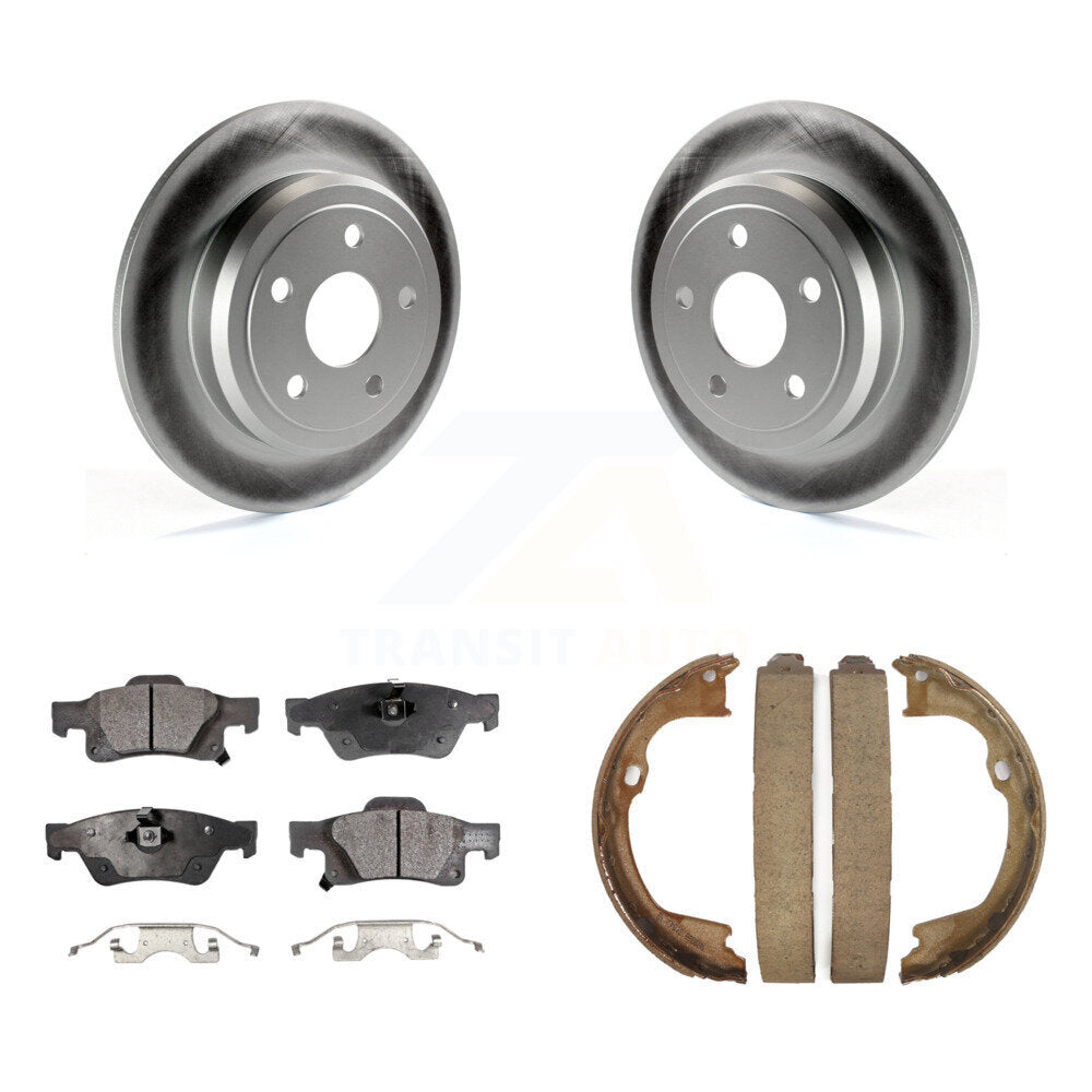 Rear Disc Coated Rotors Ceramic Pads Parking Brake Shoes Kit For Dodge Durango Jeep Grand KGT-103834