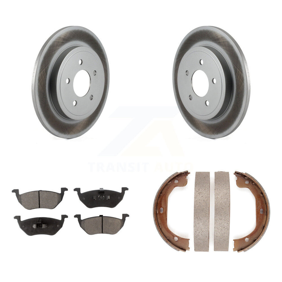 Rear Disc Coated Rotors Ceramic Pads And Parking Shoes Kit For Ford Escape Mazda Tribute KGT-103840