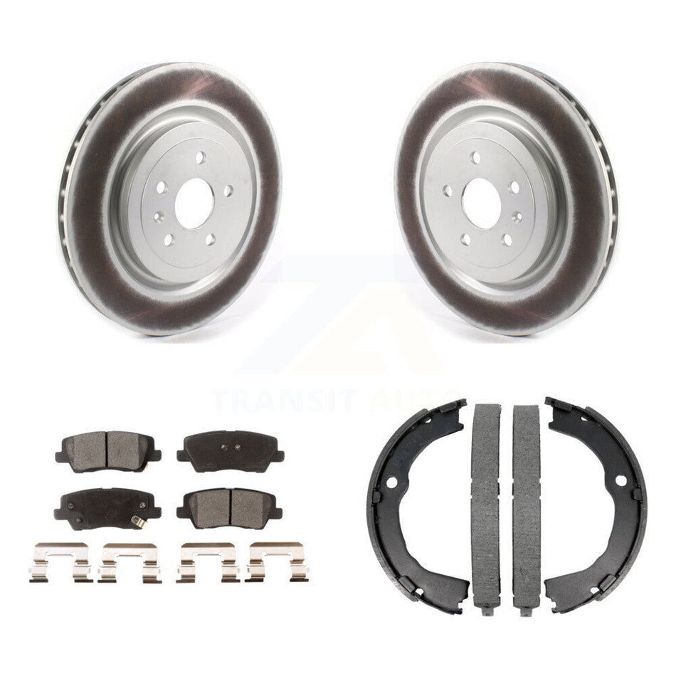 Rear Disc Coated Rotors Ceramic Pads & Parking Shoes Kit For Cadillac CTS Coupe with 6.2L KGT-103841