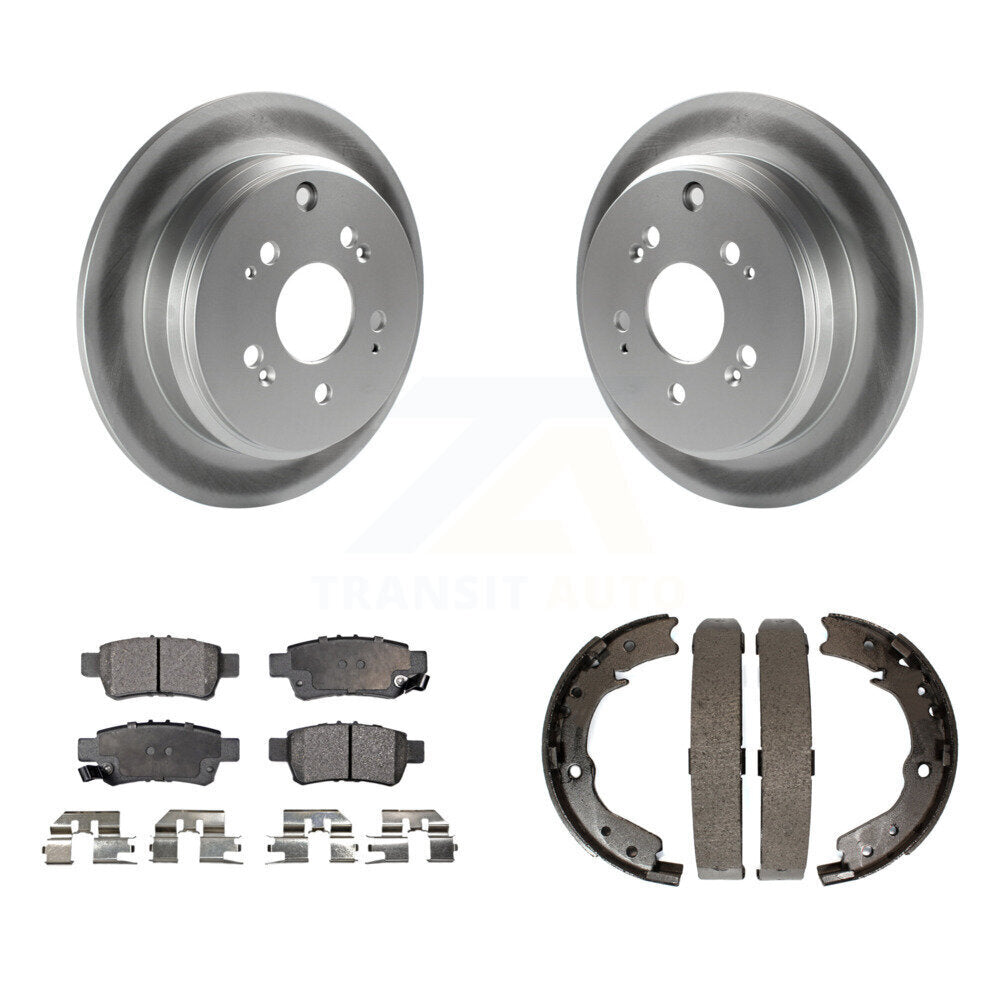 Rear Disc Coated Rotors Ceramic Pads Parking Brake Shoes Kit For 2005-2010 Honda Odyssey KGT-103842