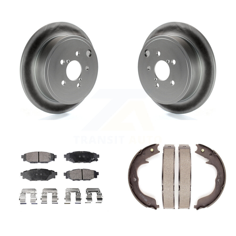 Rear Disc Coated Rotors Ceramic Pads Parking Shoes Kit For Subaru Impreza Forester Legacy KGT-103844