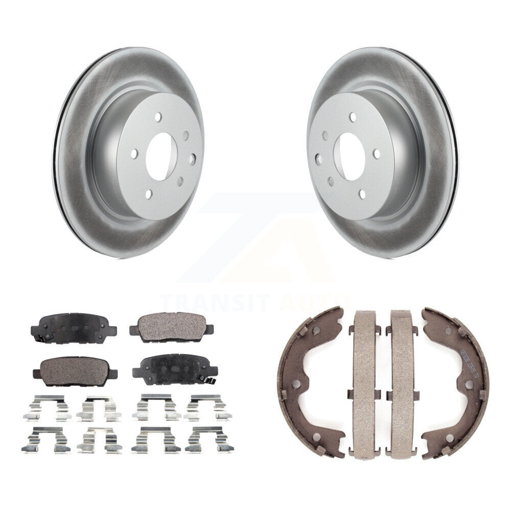 Rear Disc Coated Rotors Ceramic Pads Parking Shoes Kit For INFINITI Nissan Maxima G37 G35 KGT-103853