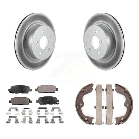 Rear Disc Coated Rotors Ceramic Pads Parking Shoes Kit For INFINITI Nissan Maxima G37 G35 KGT-103853