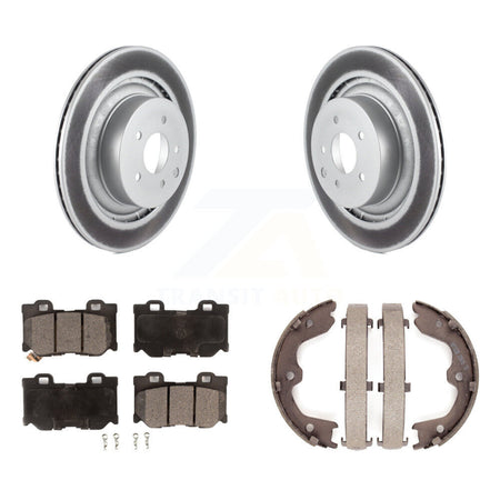 Rear Disc Coated Rotors Ceramic Pads & Parking Shoes Kit For INFINITI G37 Nissan 370Z Q60 KGT-103854