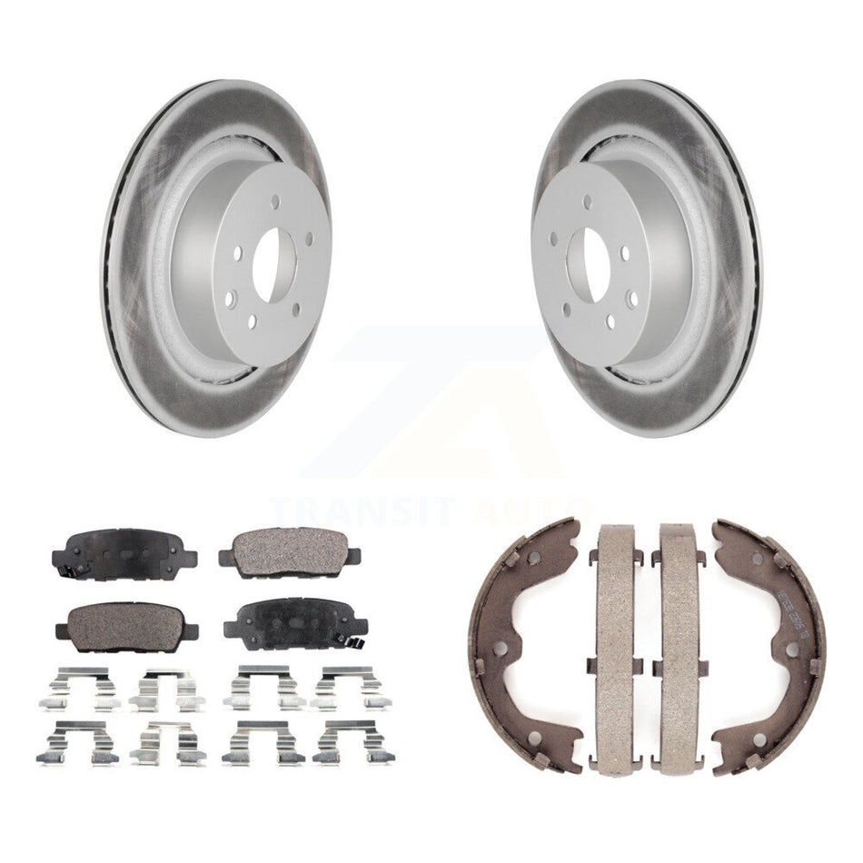 Rear Disc Coated Rotors Ceramic Pads And Parking Brake Shoes Kit For INFINITI G35 Q60 KGT-103857