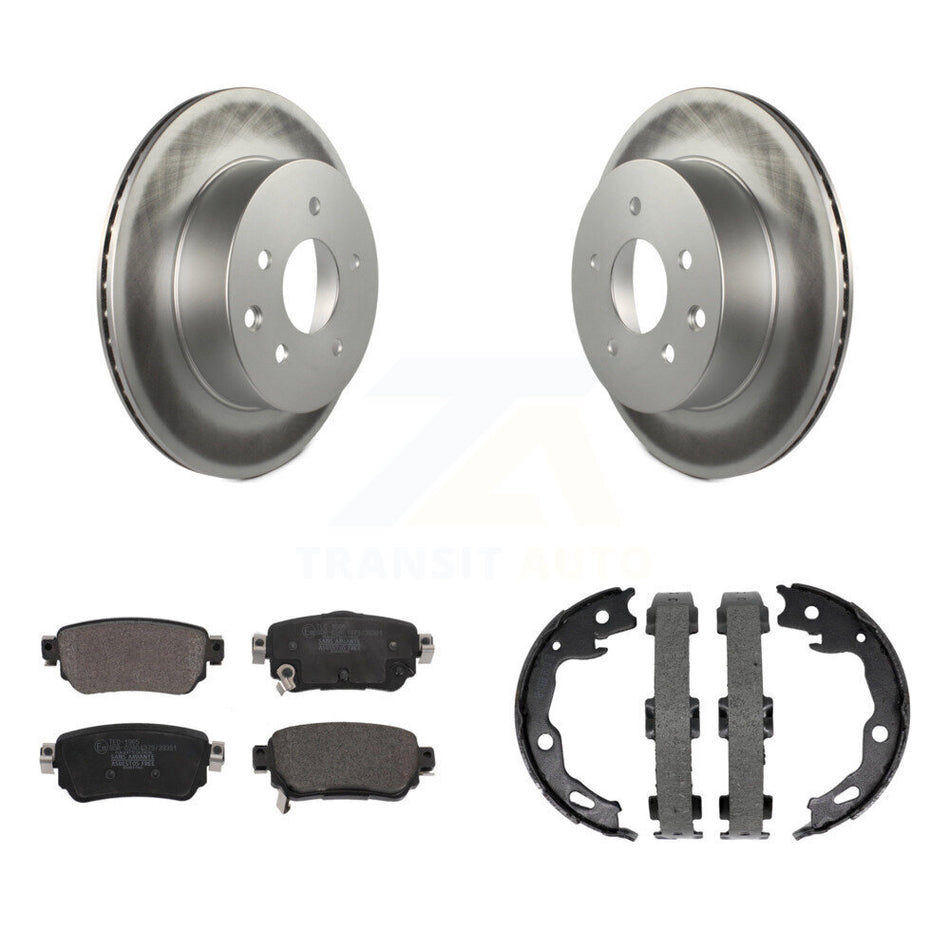 Rear Disc Coated Rotors Ceramic Pads And Parking Shoes Kit For 2019 Nissan Rogue Sport S KGT-103864