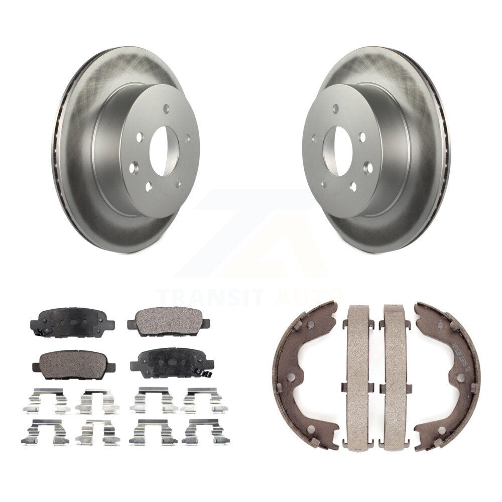 Rear Disc Coated Rotors Ceramic Pads Parking Brake Shoes Kit For INFINITI G35 Nissan 350Z KGT-103865