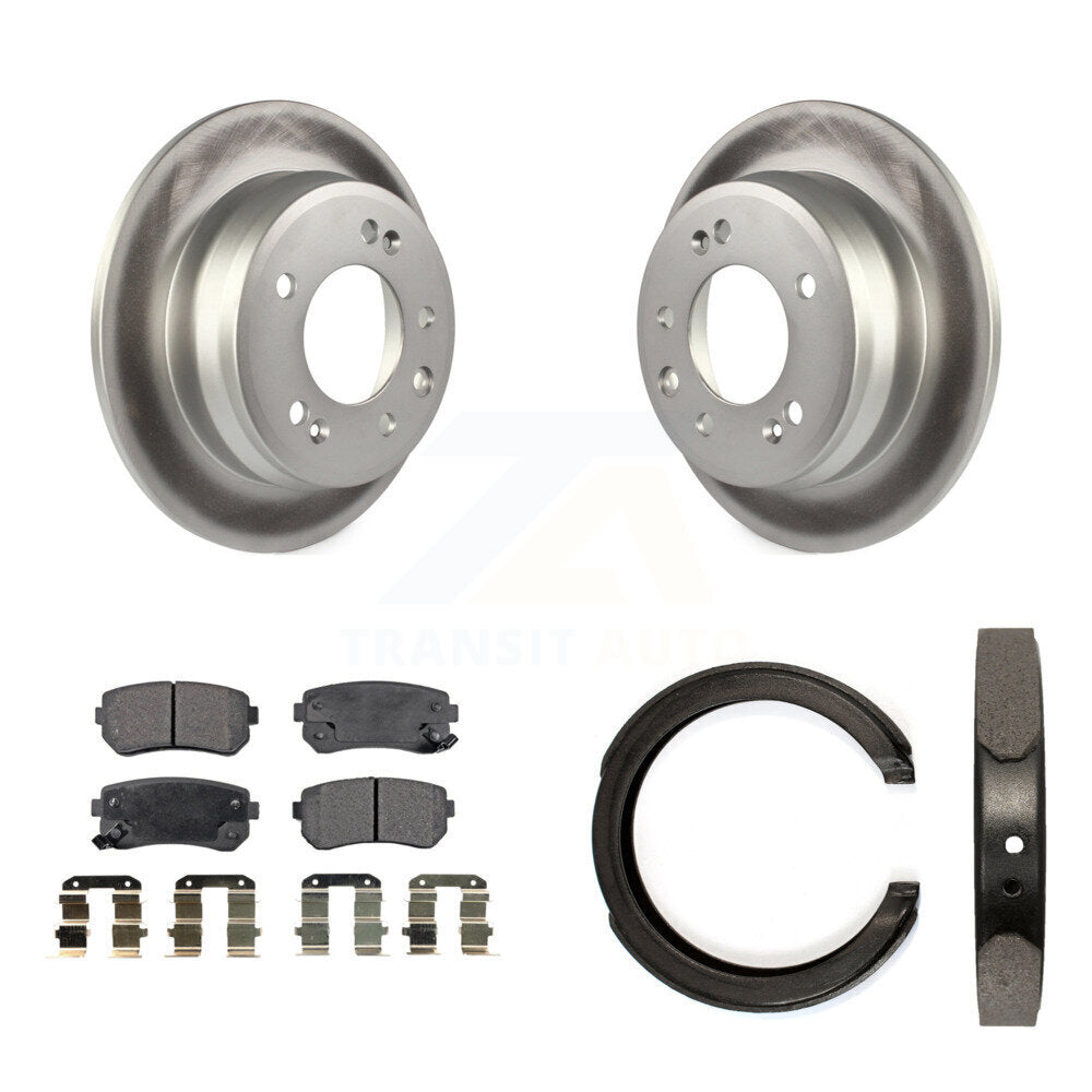 Rear Disc Coated Rotors Ceramic Pads And Parking Shoes Kit For 2011-2016 Kia Sportage FWD KGT-103878